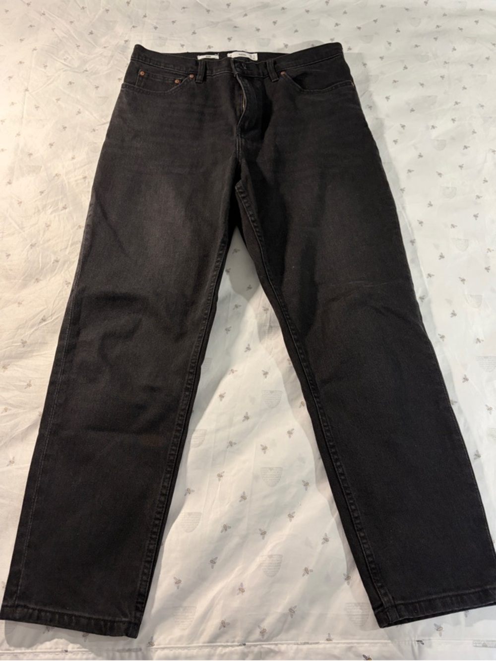 Mango Black High-Rise Straight-Leg Jeans